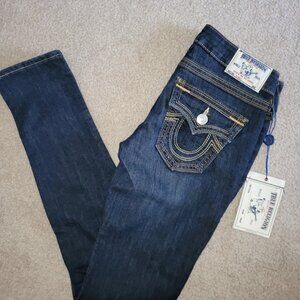True Religion Women's Skinny With Flaps Jeans WLH599SGS8 Lonestar $240 Size 26